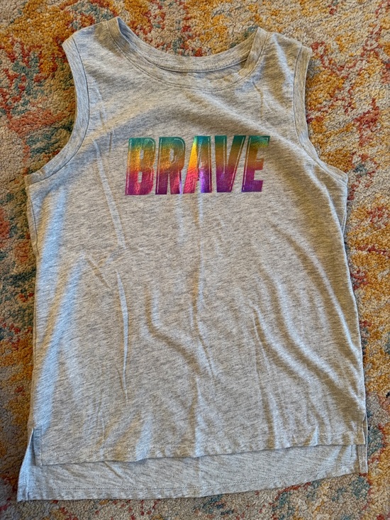 Athletic Works Other - Athletic Works 10/12 Gray Tank Top with Rainbow 'BRAVE' Ombre Graphic
